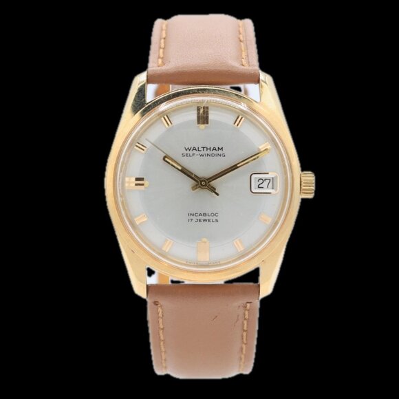 Vintage 35mm Waltham Date 17 Jewel Men's Automatic Wristwatch FHF 90-5 Runs - Picture 1 of 7